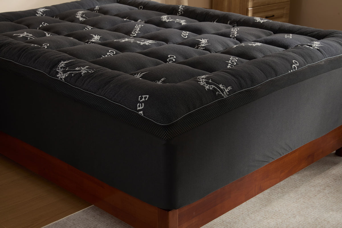 Bamboo Cooling Mattress Topper with 4'' Dual Memory Foam
