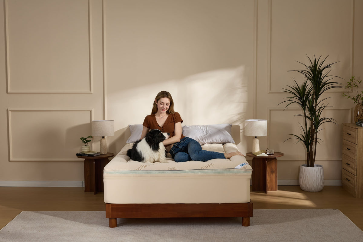 Bamboo Cooling Mattress Topper with 4'' Dual Memory Foam