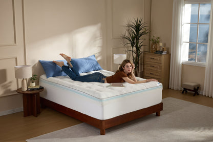 Bamboo Cooling Mattress Topper with 4'' Dual Memory Foam