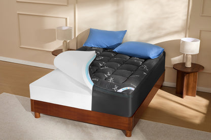 Bamboo Cooling Mattress Topper with 4'' Dual Memory Foam